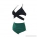 High Waisted Swimsuit for Women Set Halter Cross Padded Swimwear Floral Ruching Bottoms Swimsuit Two Piece Green B07MNCNWQ9